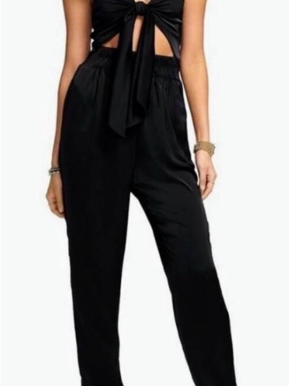 Ramy Brook Black Front Tie Cut Out Jumpsuit Size XXL - Picture 3 of 12